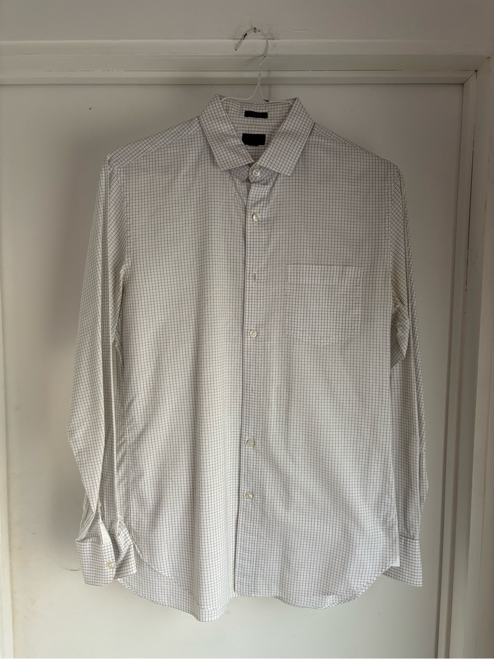 J Crew Ludlow Men’s Dress Shirt with Light Gray Windowpane Check